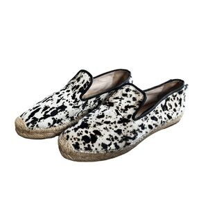 Elyse Walker Calf Hair Animal Print Leather Espadrilles Loafers Women's Size 37